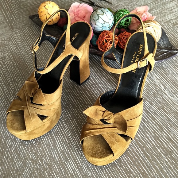 *SOLD🚫*Saint Laurent 'Candy 80 Bow' Sandals Brown - Picture 4 of 8
